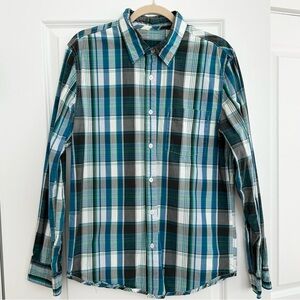 Kirra Blue & White Plaid Long Sleeve Button Down Shirt